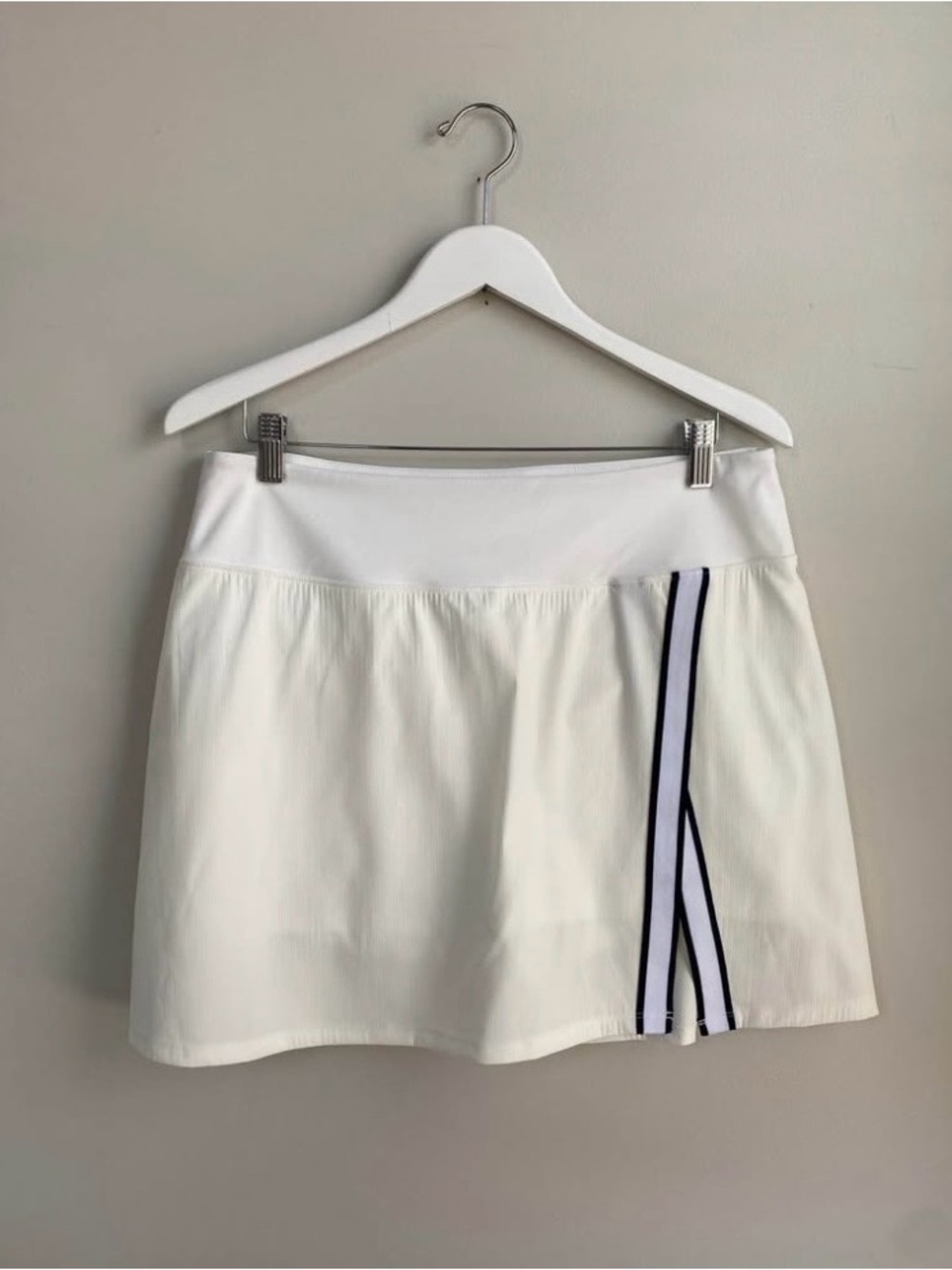 White Athletic Mini Skirt with Side Stripes